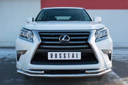 Защита переднего бампера d63 секции d42х2 уголки RUSSTAL Lexus GX (2014-2019) LGXZ-001839