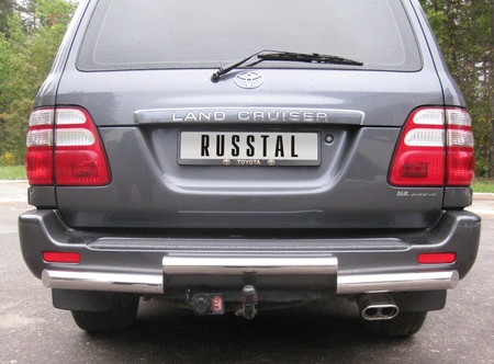 Защита заднего бампера d76 ступень RUSSTAL Toyota Land Cruize 100 (1998-2007) LHZ-000454