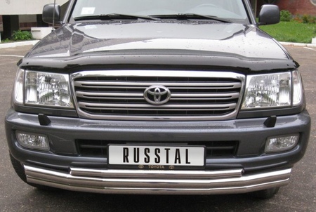 Защита переднего бампера d63х63/63 дуга RUSSTAL Toyota Land Cruize 100 (1998-2007) LHZ-000459