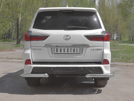 Защита заднего бампера уголки d76 секции RUSSTAL Lexus LX (TRD Superior) (2015-2022) LLX4SZ-003234