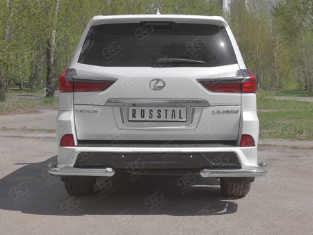 Защита заднего бампера уголки d76 секции-d42 секции RUSSTAL Lexus LX (TRD Superior) (2015-2022) LLX4SZ-003235