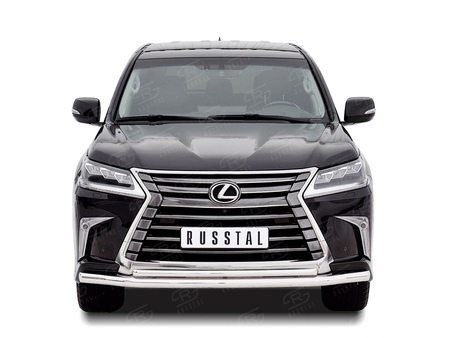 Защита переднего бампера d63 секция-d42 дуга RUSSTAL Lexus LX (кроме F-Sport) (2015-2022) LLX4Z-002513