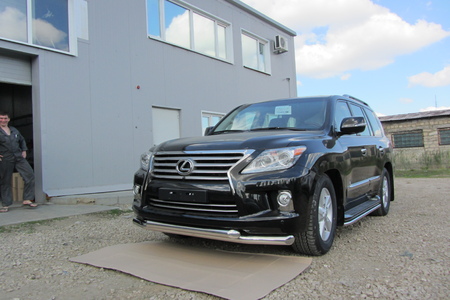 Защита переднего бампера d76+d76 двойная Lexus LX 570 (2012-2022) LLX570-12-004