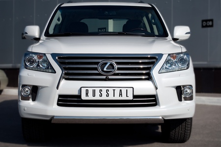 Защита переднего бампера d75х42 овал (короткая) RUSSTAL Lexus LX 570 (2012-2015) LLXZ-000863