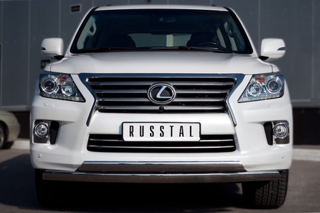 Защита переднего бампера d75х42/75х42 овалы RUSSTAL Lexus LX 570 (2012-2015) LLXZ-000865