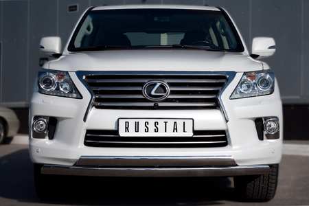 Защита переднего бампера d75х42/75х42 овалы RUSSTAL Lexus LX 570 (2012-2015) LLXZ-000865