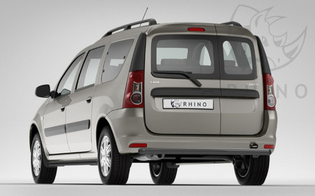 Защита заднего бампера d63 серая сталь дуга RUSSTAL Lada Largus LLZBR-002157SER