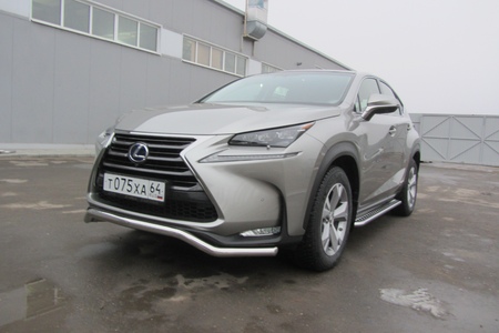 Защита переднего бампера d57 волна Lexus NX 300h (2014-2021) LNX001