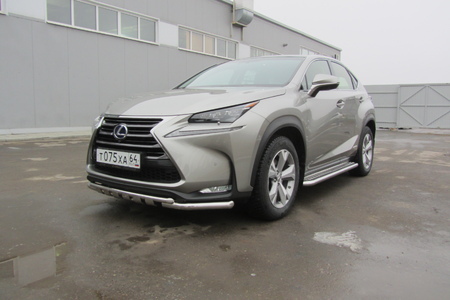 Защита переднего бампера d57 с профильной ЗК Lexus NX 300h (2014-2021) LNX002