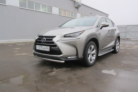 Защита переднего бампера d57 короткая Lexus NX 300h (2014-2021) LNX006
