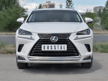 Защита переднего бампера d63 секции-d42 дуга RUSSTAL Lexus NX 300 (2017-2021) LNX3Z-002938