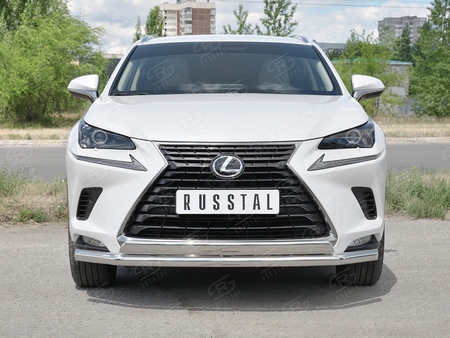 Защита переднего бампера d63 секции-d75х42 дуга RUSSTAL Lexus NX 300 (2017-2021) LNX3Z-002939