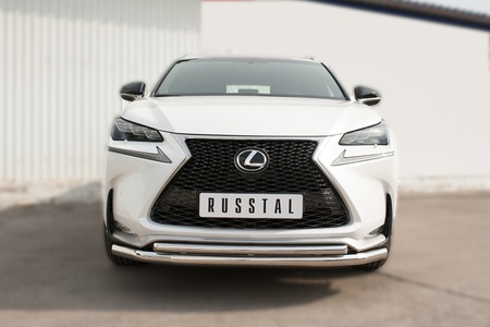 Защита переднего бампера d63 секции d42 дуга RUSSTAL Lexus NX 200t F Sport (2015-2016) LNXZ-002135