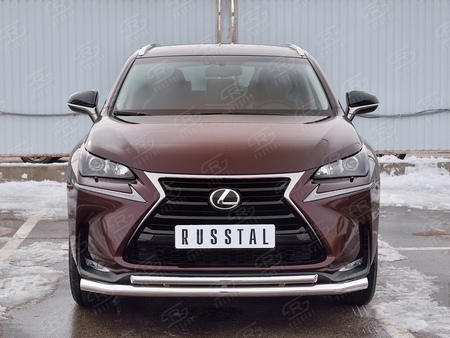 Защита переднего бампера d63 секции-d42 дуга RUSSTAL Lexus NX 200 (кроме F-Sport) (2014-2016) LNXZ-002579