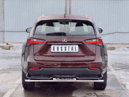 Защита заднего бампера d42 секции с надписью RUSSTAL Lexus NX 200 (кроме F-Sport) (2014-2016) LNXZ-002583