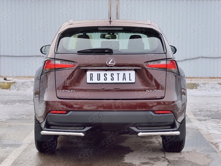 Защита заднего бампера уголки d42 секции RUSSTAL Lexus NX 200 (кроме F-Sport) (2014-2016) LNXZ-002587