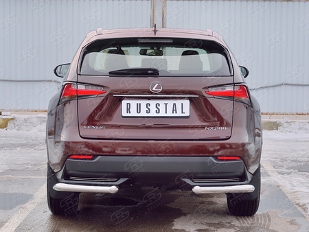 Защита заднего бампера уголки d63 секции RUSSTAL Lexus NX 200 (кроме F-Sport) (2014-2016) LNXZ-002588