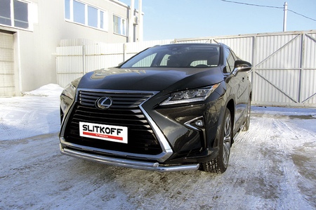 Защита переднего бампера d57+d42 двойная Lexus RX 350 (2015-2021) LRX15-001