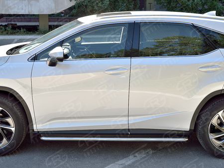 Пороги труба d42 с листом (нержавеющий лист, профиль нержавеющий) вариант 3 RUSSTAL Lexus RX200t (2015-2021) LRX2L-0023733