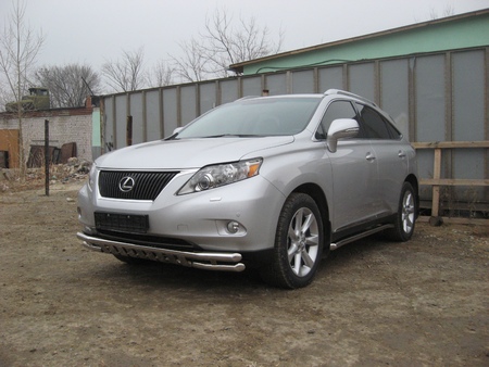 Защита переднего бампера d57+d57 двойная с защитой картера Lexus RX 350 (2009-2012) LRX35009