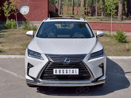 Защита переднего бампера d63 секция-d42 дуга RUSSTAL Lexus RX 350L (кроме F-Sport) (2018-2021) LRX3Z-003217