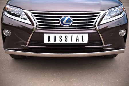 Защита переднего бампера d75х42 овал RUSSTAL Lexus RX (2009-2012) LRXZ-000412