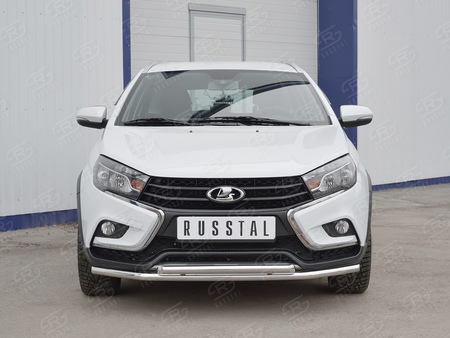 Защита переднего бампера d42 секции-d42 дуга RUSSTAL Lada Vesta sw cross (2017-2024) LVZ-002845