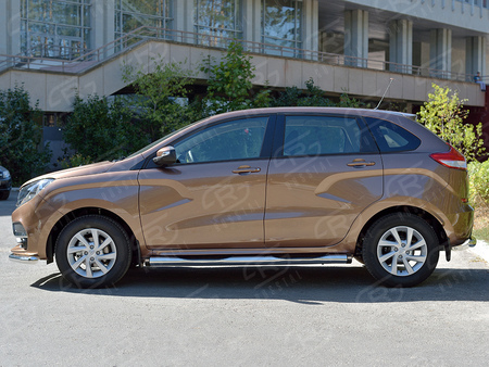 Пороги труба d76 с накладкой вариант 2 RUSSTAL Lada X-Ray (2015-2025) LXRT-0023882