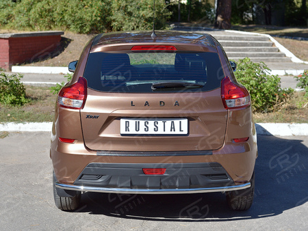 Защита заднего бампера d42 секции RUSSTAL Lada X-Ray (2015-2025) LXRZ-002393