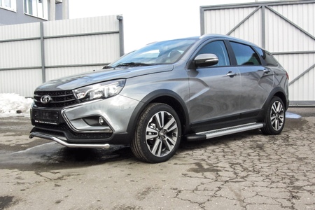 Защита переднего бампера d42 волна Lada Vesta sw Cross (2017-2024) LadVSWCR01