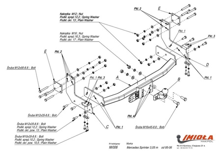 Фаркоп Imiola для Mercedes Sprinter (1995-2006) M.006