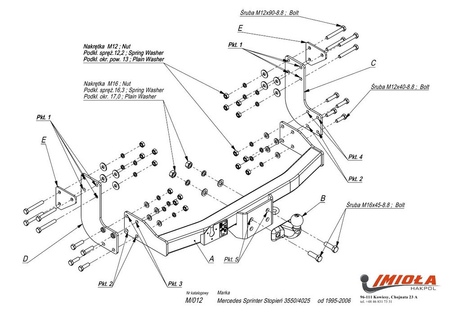 Фаркоп Imiola для Mercedes Sprinter со ступенькой (1995-2006) M.012