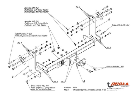 Фаркоп Imiola для Mercedes Sprinter шасси, сдвоенные колеса (1995-2006) M.014