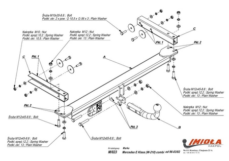 Фаркоп Imiola для Mercedes E-Class универсал (1996-2002) M.023