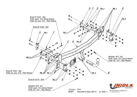 Фаркоп Imiola для Mercedes E-Class седан (2002-2009) M.027