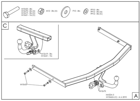 Фаркоп оцинкованный Galia для Ford Focus хетчбек (2011-) M106A