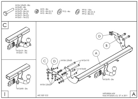 Фаркоп оцинкованный Galia для Citroen C4 Aircross (2012-) M122A