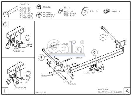 Фаркоп оцинкованный Galia для Mercedes E-Class седан, кроме AMG (2009-2016) M138A