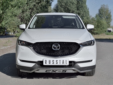 Защита переднего бампера d42 волна с надписью RUSSTAL Mazda CX-5 (2017-2024) M5Z-002788