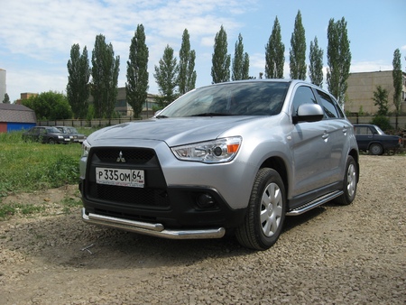 Защита переднего бампера d76+d57 двойная Mitsubishi ASX (2010-2012) MAS001