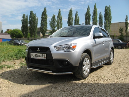 Защита переднего бампера d57+d42 двойная Mitsubishi ASX (2010-2012) MAS003