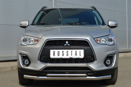 Защита переднего бампера d63 секции d42 дуга RUSSTAL Mitsubishi ASX (2012-2016) MASZ-001321