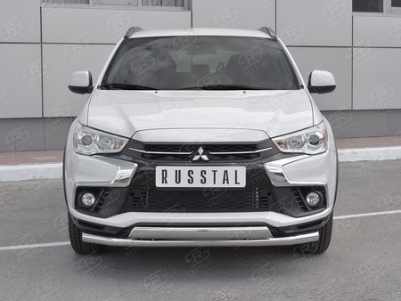 Защита переднего бампера d63 секции-d75х42 дуга RUSSTAL Mitsubishi ASX (2017-2019) MASZ-002956