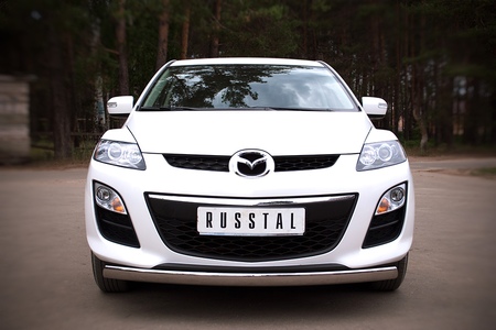 Защита переднего бампера d75х42 овал RUSSTAL Mazda CX-7 (2010-2013) MC7Z-000642