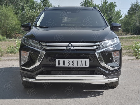 Защита переднего бампера d63 секции-d75х42 дуга RUSSTAL Mitsubishi Eclipse Cross (2018-2025) MEZ-003043