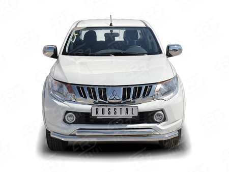 Защита переднего бампера d63 секция-d42 дуга с декором RUSSTAL Mitsubishi L200 (2014-2019) ML2Z-002246