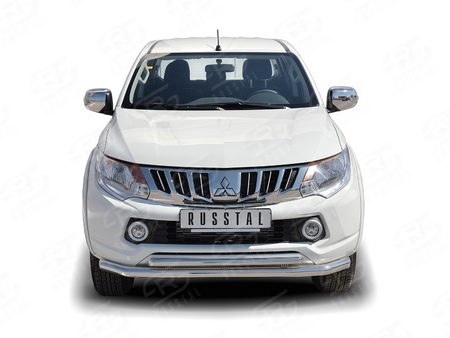 Защита переднего бампера d63 секция-d42 дуга с декором RUSSTAL Mitsubishi L200 (2014-2019) ML2Z-002246