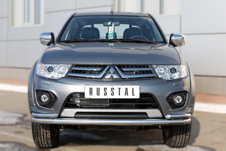 Защита переднего бампера d63 секции d42х2 уголки RUSSTAL Mitsubishi L200 (2014-2019) MLZ-002037