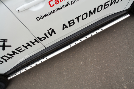 Пороги труба 75х42 овал с проступью RUSSTAL Mitsubishi Outlander (2014-2019) MORO-001899