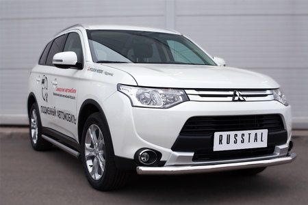 Пороги труба d63 вариант 2 RUSSTAL Mitsubishi Outlander (2014-2019) MORT-001894